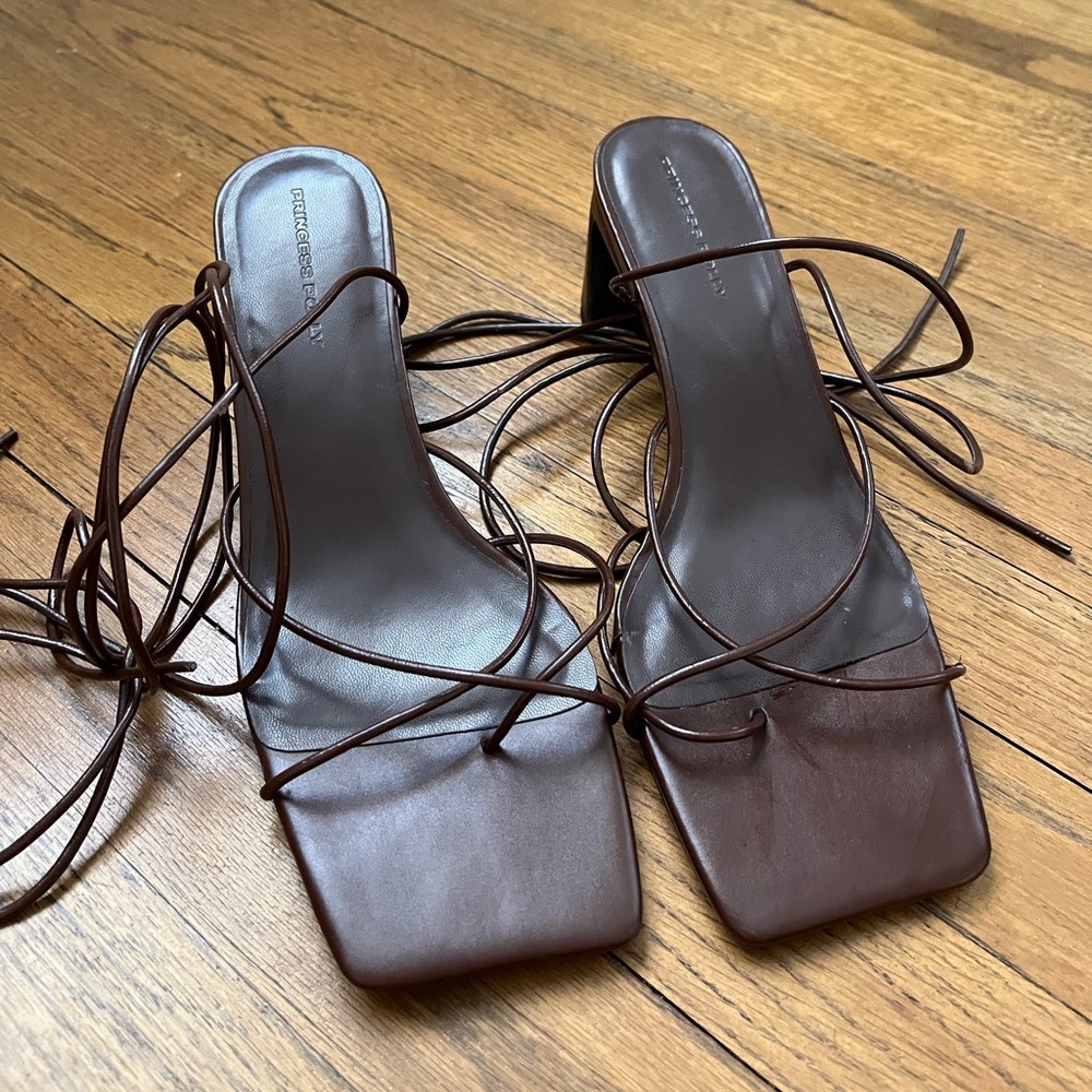 Princess polly ankle tie block heel